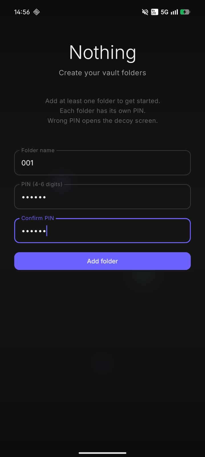 Setting a PIN for the folder